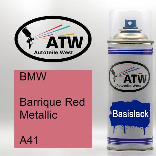 BMW, Barrique Red Metallic, A41: 400ml Sprühdose, von ATW Autoteile West.